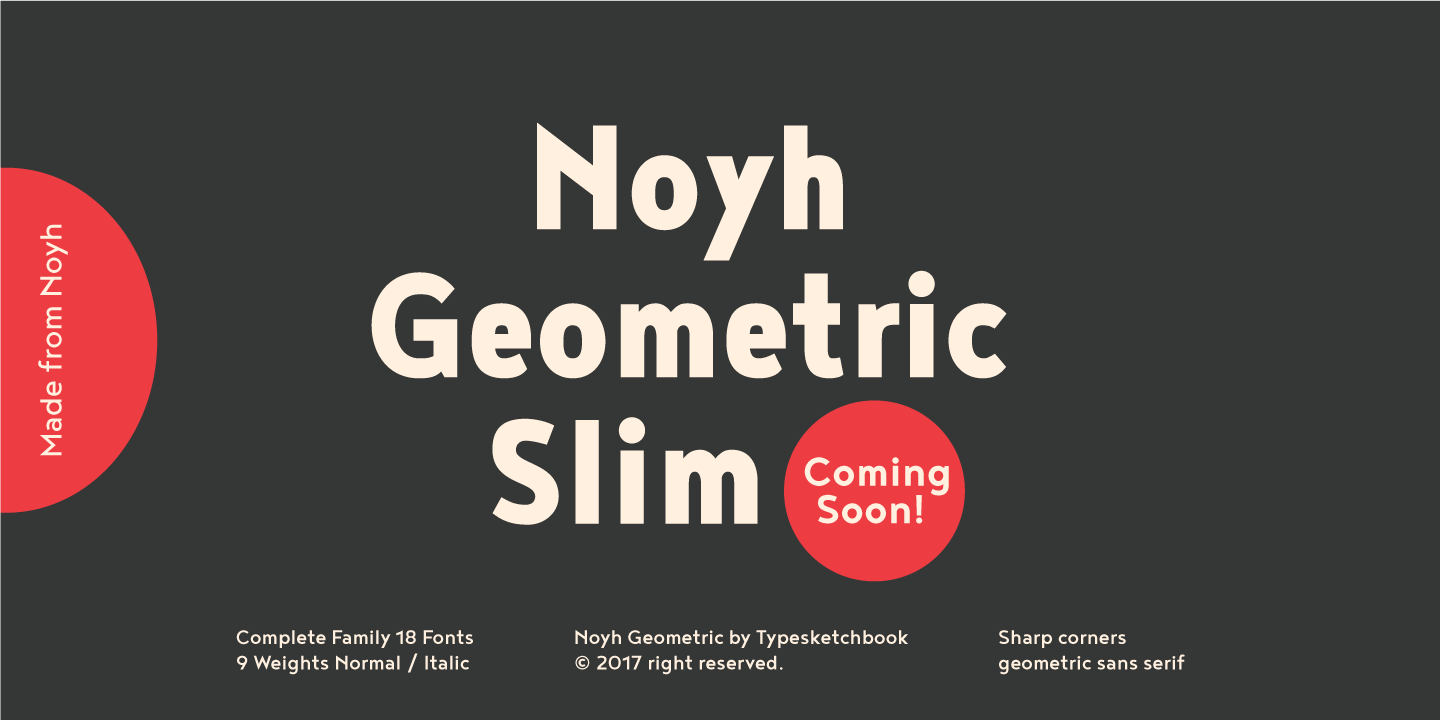 Ejemplo de fuente Noyh Geometric Light Italic